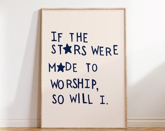 Minimalistische christliche Wandkunst Psalm 148: 3-6 Druck Celestial Art Navy Christian Poster God Art Trendy Bibel Art Digital Download 1 Print