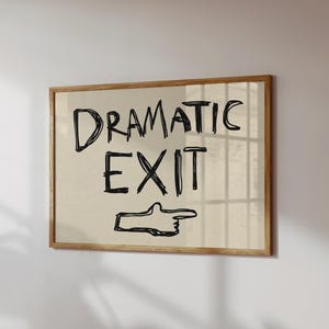 Impresión artística dibujada a mano "Salida dramática": Póster de entrada peculiar (descarga digital, horizontal)