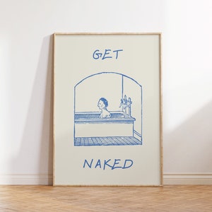 Vintage Bath Art Funny Bathroom Print Retro Bathroom Decor Man in Bath Art Print Minimalist Bathtub Poster Digital Download 1 Print