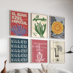 Mexiko Kunstdrucke Mexiko Wandkunst Mexiko Reise Poster Vintage Wandkunst Mexikanische Poster Kaktus Druck Mexikanisch Dekor Digitaler Download 6er Set