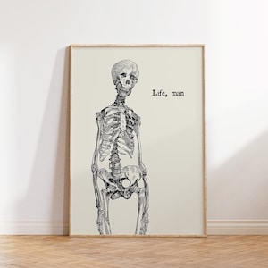 Vintage Skeleton Print Trendy Halloween Wall Art Minimalist Quote Poster Funny Halloween Decor Spooky Art Print Digital Download 1 Print