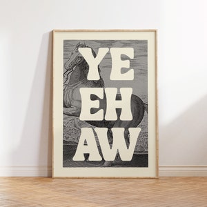 Lámina vintage de Yeehaw: Decoración neutra de vaquero del oeste (descarga digital)