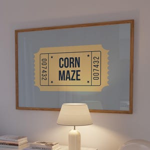 Impresión de boletos de laberinto de maíz, lindo arte de pared de otoño, impresión de boletos, decoración estética de otoño, póster de otoño de moda, descarga digital, 1 impresión horizontal