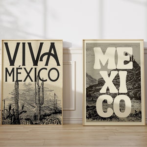 Mexiko Kunst Poster Mexiko Wandbilder Mexiko Reise Poster Vintage Wandkunst Mexikanische Poster Retro Mexiko Drucke Digitaler Download 2er Set