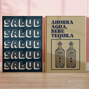 Vintage Mexican Bar Cart Prints Salud Print Cheers Sign Liquor Art Print Mexico Decor Cocktails Print Mexican Art Digital Download 2 Prints