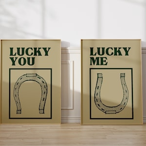 Horseshoe Posters Green Western Wall Art Wild West Art Prints Retro Cowboy Home Decor Vintage Western Prints Digital Download Set of 2
