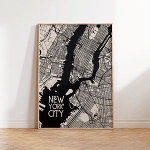 Vintage New York City Print, NYC Apartment Decor, New York Map Poster (Digital Download)