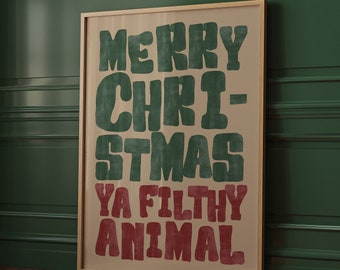 Vintage Merry Christmas Print Fun Holiday Decor Christmas Typography Wall Art Funny Retro Festive Poster Digital Download 1 Print