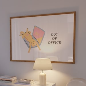 Lustiges Arbeitsplakat Katzenliebhaber Dekor über dem Schreibtisch Druck Niedliche Katze Poster Wohlbefinden Druck Out of Office Poster Digitaler Download 1 horizontaler Druck