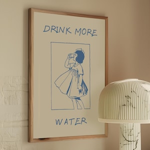 Impression de cuisine rétro : « Buvez plus d'eau » (téléchargement numérique)