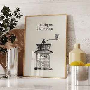 Vintage Coffee Maker Print Minimalist Kitchen Decor Retro Coffee Wall Art Neutral Coffee Poster Vintage Kitchen Art Digital Download 1 Print