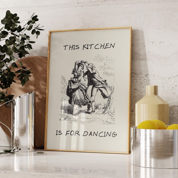 Vintage Kitchen Print Aesthetic Kitchen Decor Vintage Dancing Print Cute Dance Art Kitchen Wall Art Print Digital Download 1 Print