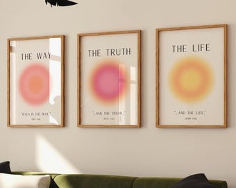 Moderne Jesus Kunst Der Weg Die Wahrheit Die Lebensdrucke Christian Aura Posters Trendy Biblische Wandkunst Jesus Kunstwerk Digital Download 3 Prints