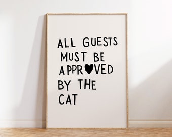 Funny Cat Print Minimalist Heart Decor Cat Owner Gift Kitten Poster Trendy Cat Wall Art Heart Typography Poster Digital Download 1 Print