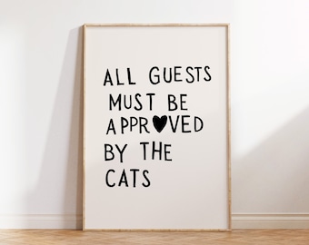 Funny Cat Print Minimalist Heart Decor Cat Owner Gift Kitten Poster Trendy Cat Wall Art Heart Typography Poster Digital Download 1 Print