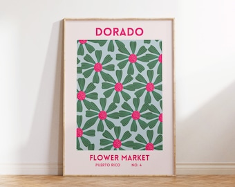 Dorado Print Puerto Rico Wall Art Flower Market Art Print Pink Floral Decor Puerto Rican Art Caribbean Print Digital Download 1 Print