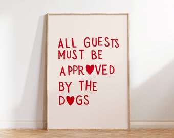Funny Dog Print Minimalist Heart Decor Dog Owner Gift Puppy Poster Trendy Dog Wall Art Red Heart Typography Poster Digital Download 1 Print