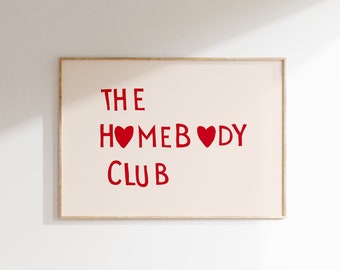 The Homebody Club Print Minimalist Heart Poster Trendy Decor Cute Quote Art Aesthetic Wall Art Horizontal Print Digital Download 1 Print