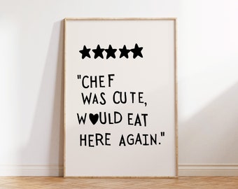 Aesthetic Kitchen Decor Cute Cooking Art Kitchen Wall Art Print Minimalist Heart Print Black Chef Art Print Digital Download 1 Print