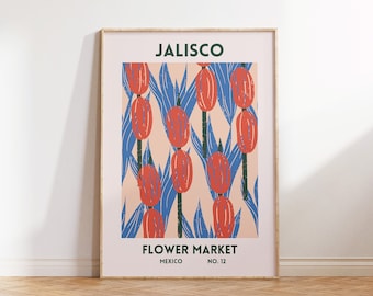 Jalisco Flower Market Art Print, Set of 1, Mexico Floral Decor Poster, Aesthetic Botanical Gallery Wall Art Print, Jalisco Digital Download