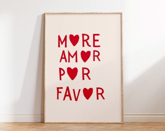 Mehr Amor Por Favor Print Minimalistisches Herz Poster Ästhetische Wohnzimmer Kunst Liebe Wanddekor Eklektische Kunstdruck Digitaler Download 1 Druck