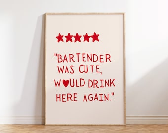 Bar Cart Poster, Funny Bar Art, Bartender Quote Print (Digital Download)