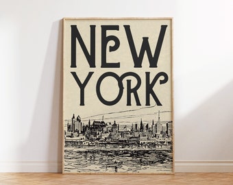 New York Poster NYC Wall Art Vintage Wall Art New York City Art Print New York Cityscape Poster NYC Decor Digital Download 1 Print