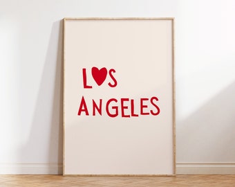 Los Angeles Poster LA California Art Los Angeles Wall Art Los Angeles Print Minimalist Heart Art LA Print Digital Download 1 Print