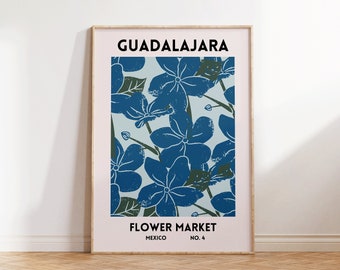 Guadalajara Flower Market Art Print, Set of 1, Mexico Floral Decor Poster, Aesthetic Botanical Gallery Wall Art Prints, Digital Download