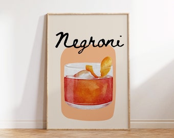 Negroni Print Bar Cart Poster Cocktail Decor Italy Print Bar Art Negroni Poster Cocktail Art Italian Wall Art Digital Download 1 Print