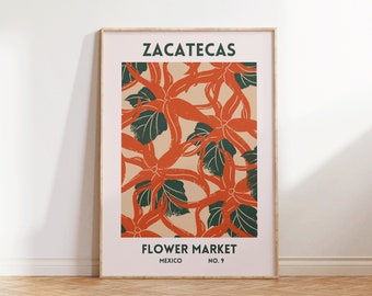 Zacatecas Wall Art Mexican Decor Zacatecas Poster Botanical Gallery Wall Art Flower Market Zacatecas City Floral Prints Digital Download