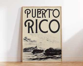 Puerto Rico Poster Puerto Rico Wall Art Puerto Rico Art Print Vintage Wall Art Puerto Rican Poster Retro Travel Art Digital Download 1 Print