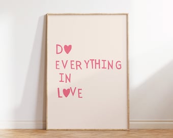 Tu alles in Liebe Druck Minimalistische christliche Wandkunst rosa Herz Poster Liebe Zitat 1 Korinther 16:14 Druck Digitaler Download 1 Druck