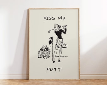 Vintage Golf Print Female Golfer Poster Funny Feminine Wall Art Vintage Golf Art Golfing Home Decor Golf Pun Art Digital Download 1 Print