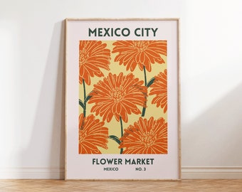 Flower Market Art Print, Set of 1, Mexico City Mexico Floral Decor Poster, Aesthetic Botanical Gallery Wall Art Prints, Digital Download