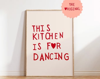 Aesthetic Kitchen Decor Cute Dance Art Red Kitchen Wall Art Print Minimalist Heart Print Trendy Kitchen Poster Digital Download THE ORIGINAL