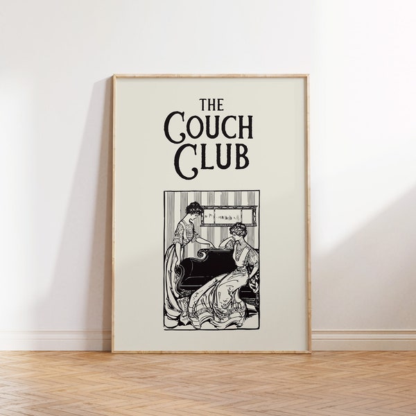 The Couch Club Print Vintage Women Poster Funny Apartment Wall Art Trendy Living Room Decor Cute Couch Poster Digital Download 1 Print