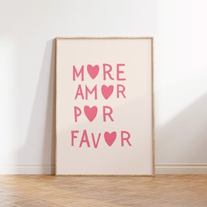 Meer Amor Por Favor Print Minimalistische Hart Poster Esthetische Woonkamer Kunst Liefde Muur Decor Eclectische Kunst Print Digitale Download 1 Print afbeelding 1