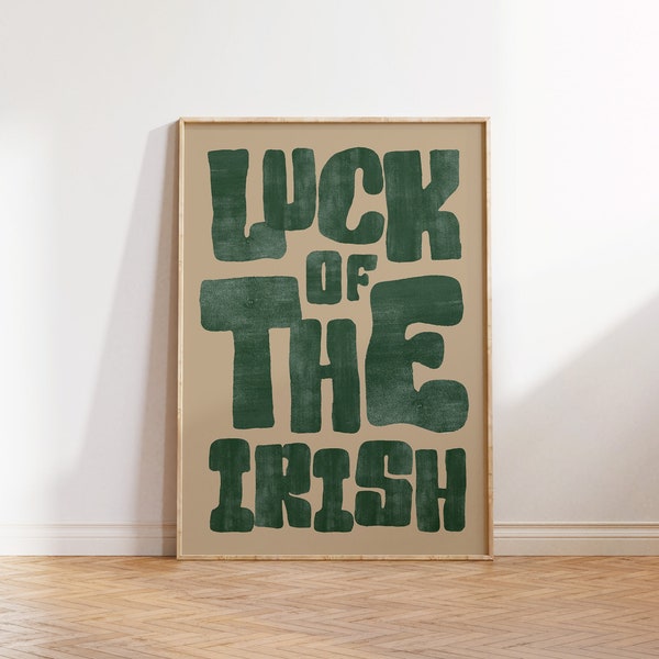 Luck of the Irish Print Retro St. Patrick's Day Poster Holiday Wall Art St. Patrick's Decor Typography Print Digital Download 1 Print