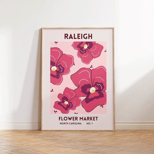 Raleigh North Carolina Print Raleigh Poster Raleigh NC Art North Carolina Floral Decor Raleigh NC Flower Market Wall Art Digital Download