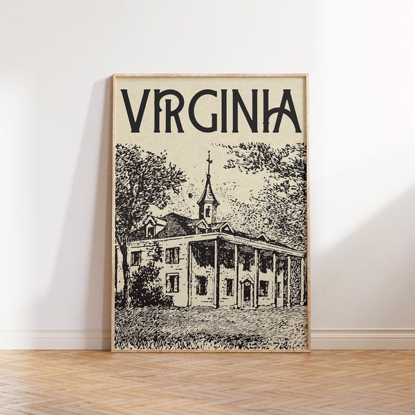 Vintage Virginia Poster Virginia Building Print Virginia Wall Art Virginia Decor Historical Monument Print Digital Download 1 Print