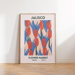 Jalisco Flower Market Art Print, Set of 1, Mexico Floral Decor Poster, Aesthetic Botanical Gallery Wall Art Print, Jalisco Digital Download