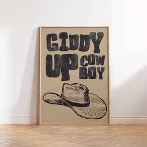 Retro Cowboy Poster Vintage Western Wall Art Black Cowboy Hat Print Wild West Home Decor Vintage Western Art Print Digital Download 1 Print