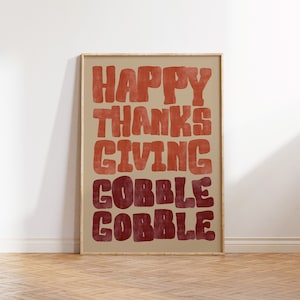 Vintage Thanksgiving-Druck Lustiger Herbst Dekor Retro Typografie Wandkunst Türkei Poster Niedlicher Herbstdruck Thanksgiving Digital Download 1 Druck
