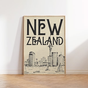 Neuseeland Kunst Vintage Neuseeland Druck Neuseeland Wandkunst Neuseeland Poster Neuseeland Stadtbild Druck digitaler Download 1 Druck