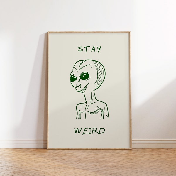 Trendy Alien Print Positive Quote Art Inspirational Home Decor Retro Bedroom Wall Art Good Vibes Art Print Digital Download 1 Print