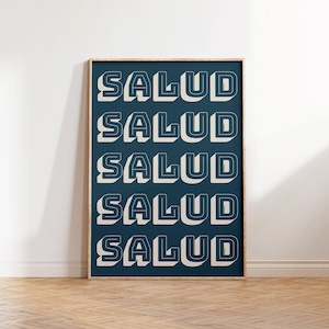 Salud Print Mexican Wall Art Vintage Bar Cart Poster Mexican Print Bar Art Decoração espanhola México Arte para sala de estar Download digital 1 impressão