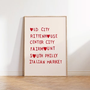 Philadelphia Art Print Cute Philly Poster Minimalist Heart Poster Trendy Philadelphia Decor Philly Wall Art Digital Download 1 Print