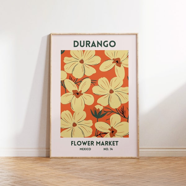 Durango Flower Market Art Print, Set of 1, Mexico Floral Decor Poster, Aesthetic Botanical Gallery Wall Art Prints, Digital Download