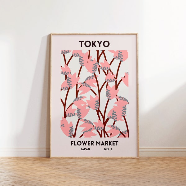 Tokyo Art Print Flower Market Poster Japanese Living Room Decor Tokyo Poster Japan Wall Art Tokyo Print Floral Digital Download 1 Print